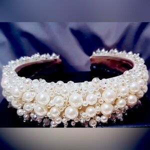 Headband with Large Pearls on White Background